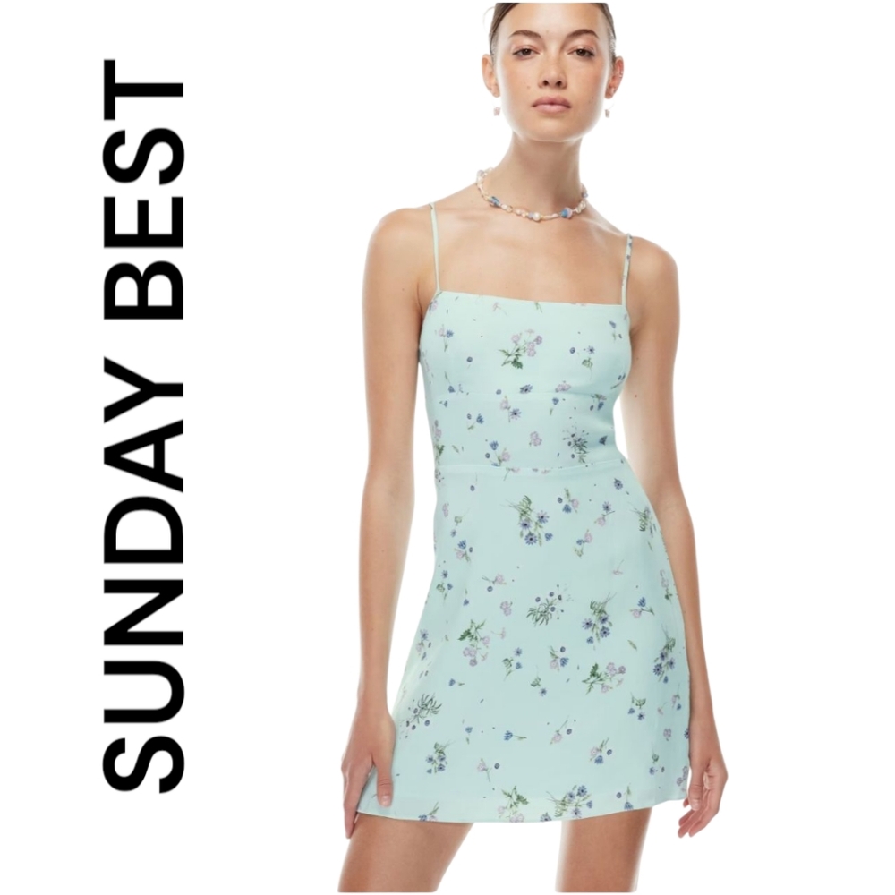 Sunday Best Mint Green Floral Slip Mini Dress